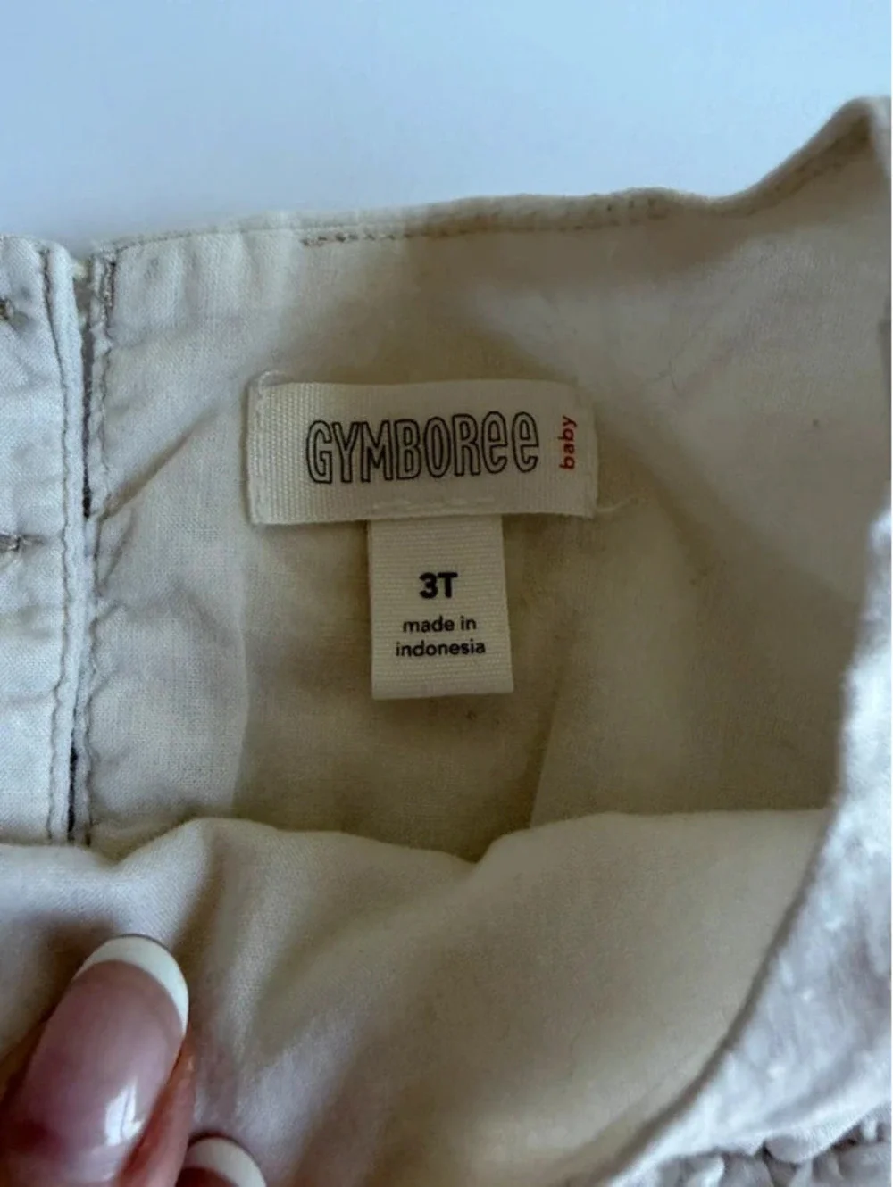 Gymboree Girls Cream Dotted Ruffle Blouse Long Sleeve 3T